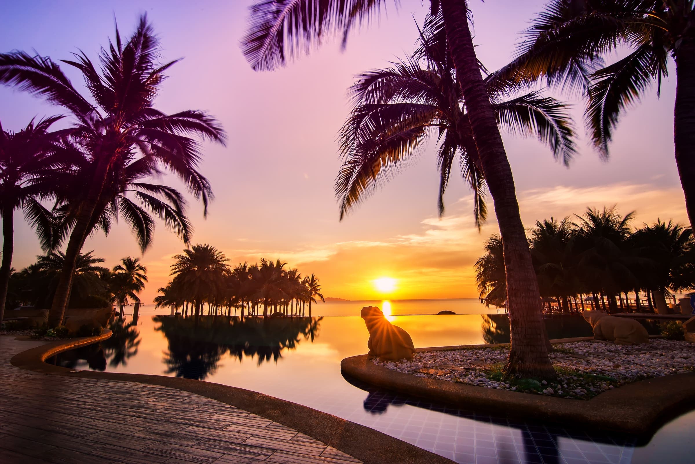 U.S. Virgin Islands coastline at sunset